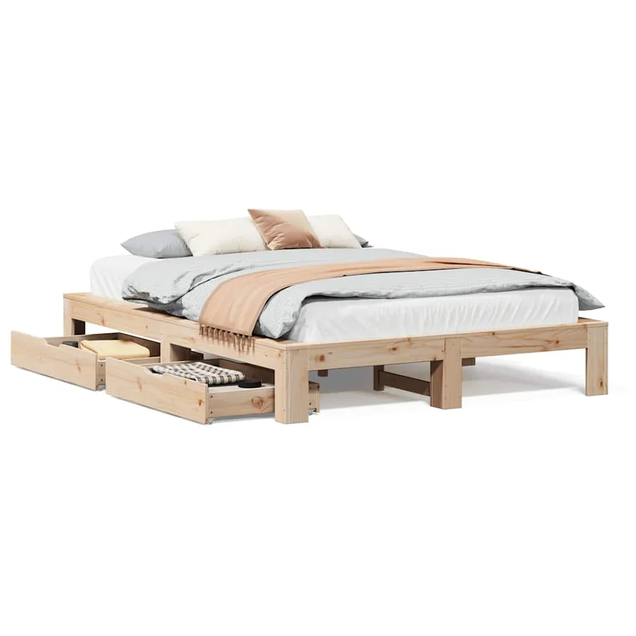 Cadre de lit sans matelas 140x190 cm bois de pin massif - 2
