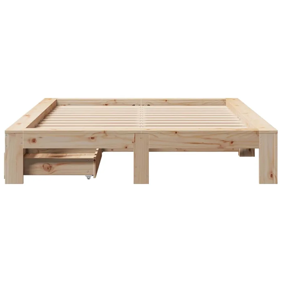 Cadre de lit sans matelas 140x190 cm bois de pin massif - 4