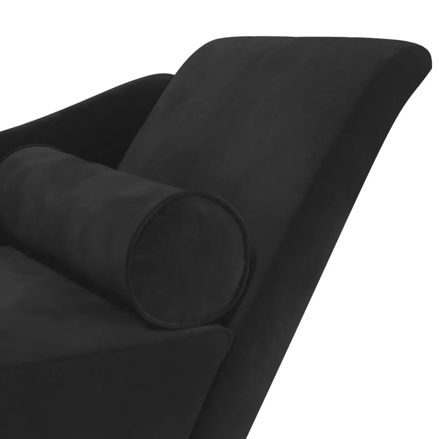 Chaise longue avec coussins noir velours - 6