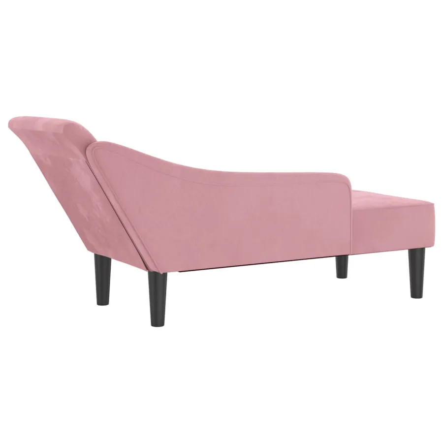 Chaise longue avec coussins rose velours - 5