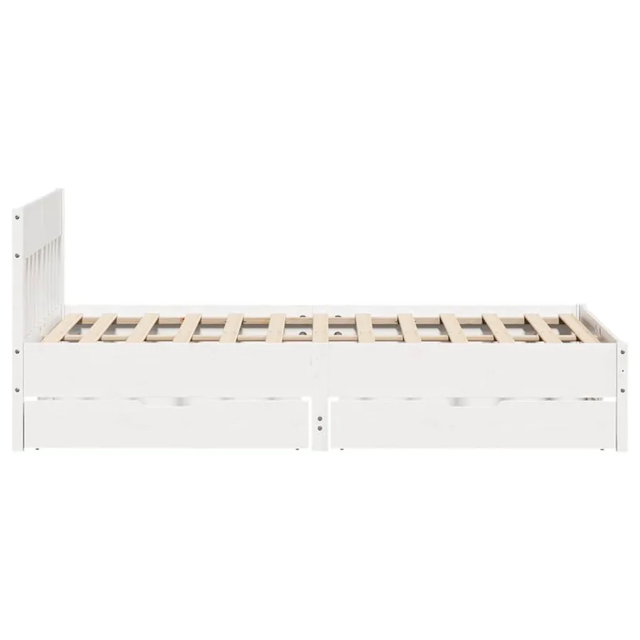 Cadre de lit sans matelas blanc 135x190 cm bois de pin massif - 7