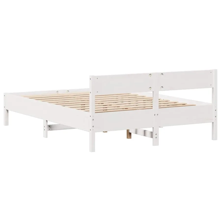 Cadre de lit sans matelas blanc 135x190 cm bois de pin massif - 8