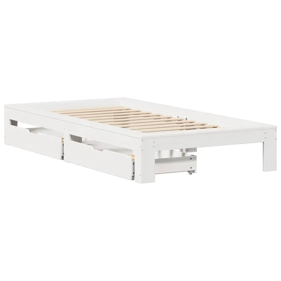 Cadre de lit sans matelas blanc 75x190 cm bois de pin massif - 3