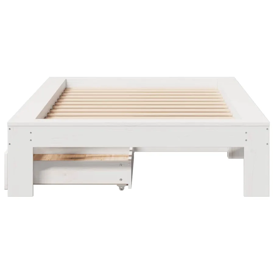 Cadre de lit sans matelas blanc 75x190 cm bois de pin massif - 4