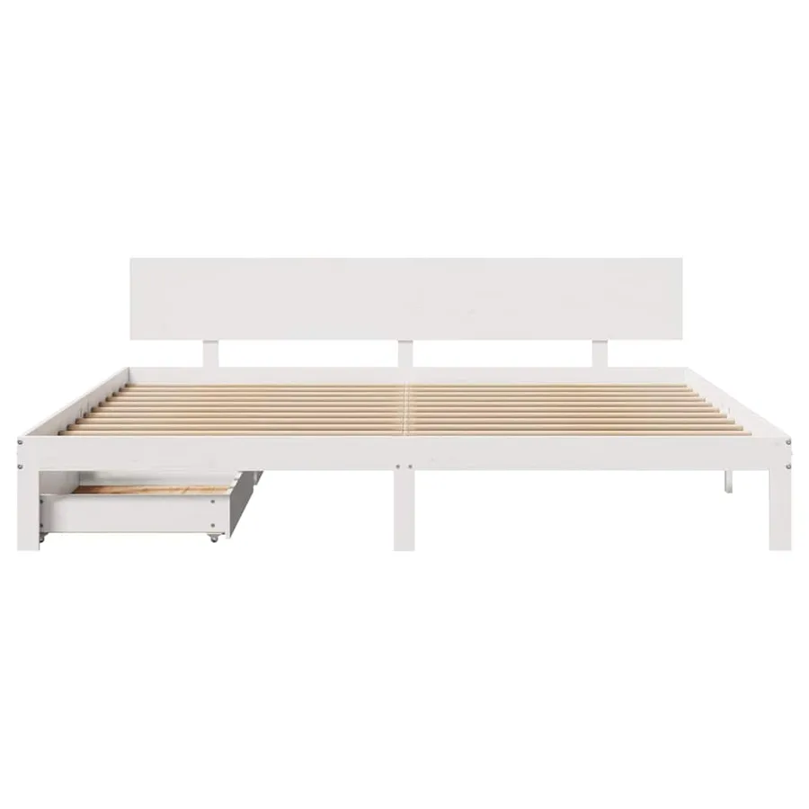 Cadre de lit avec tiroirs sans matelas blanc 200x200 cm - 4
