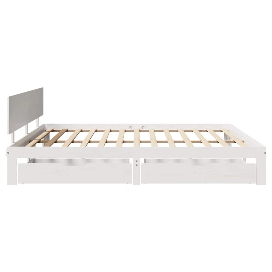 Cadre de lit avec tiroirs sans matelas blanc 200x200 cm - 5