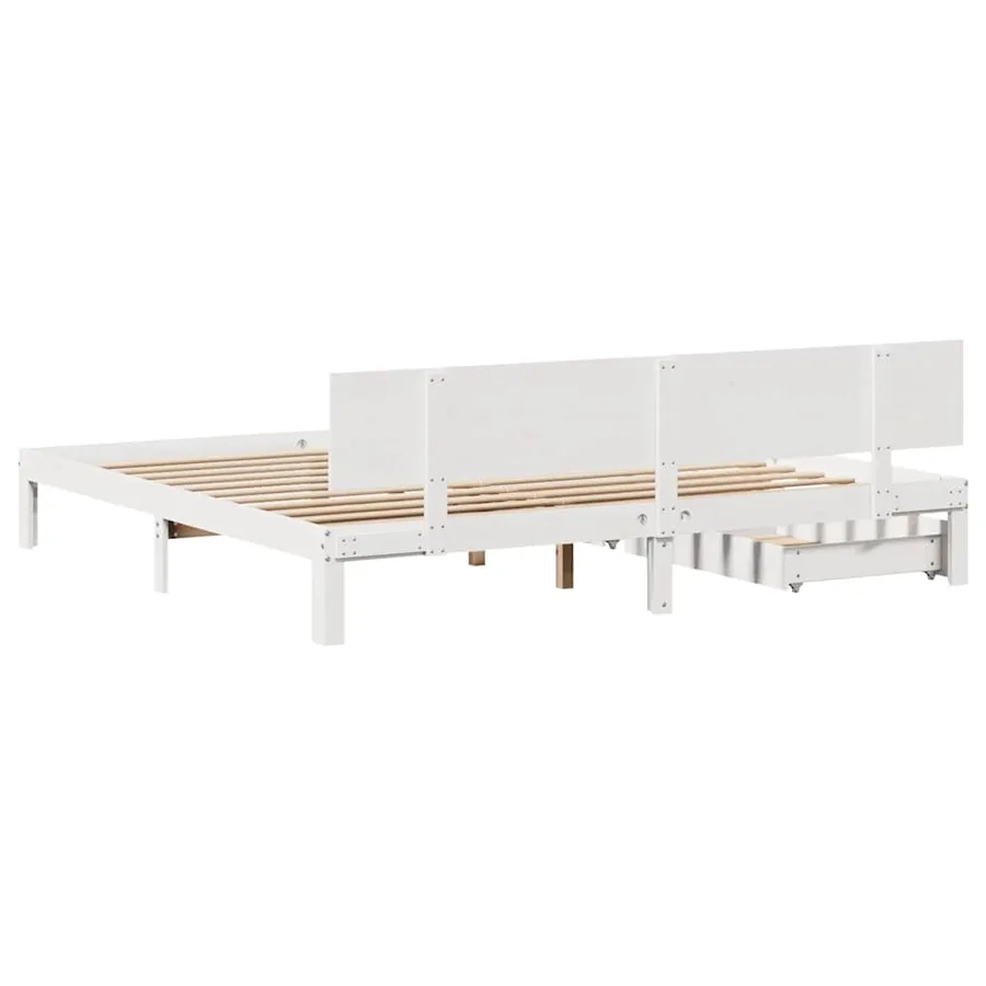 Cadre de lit avec tiroirs sans matelas blanc 200x200 cm - 6