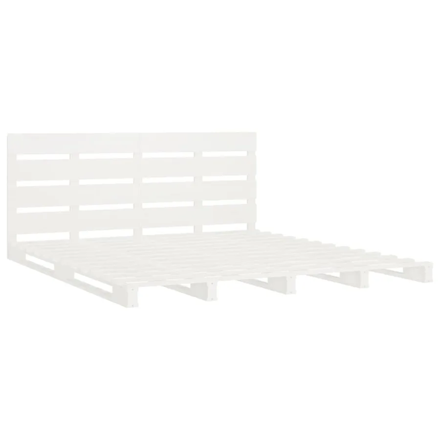 Cadre de lit sans matelas blanc bois de pin massif - 5