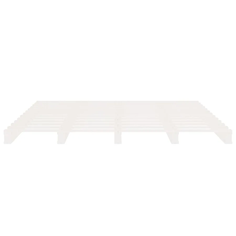 Cadre de lit sans matelas blanc bois de pin massif - 9