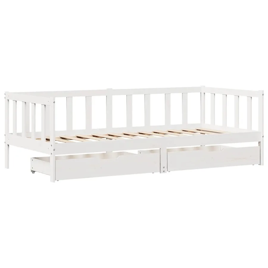 Lit de jour et tiroirs sans matelas blanc 90x190 cm bois massif - 3