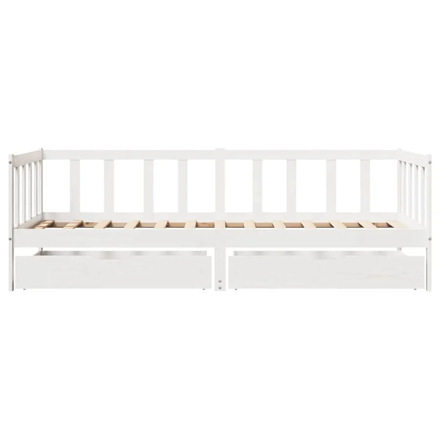 Lit de jour et tiroirs sans matelas blanc 90x190 cm bois massif - 4