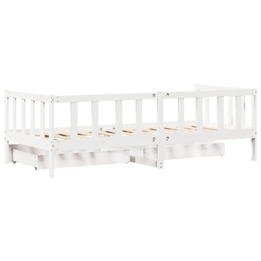 Lit de jour et tiroirs sans matelas blanc 90x190 cm bois massif - 7