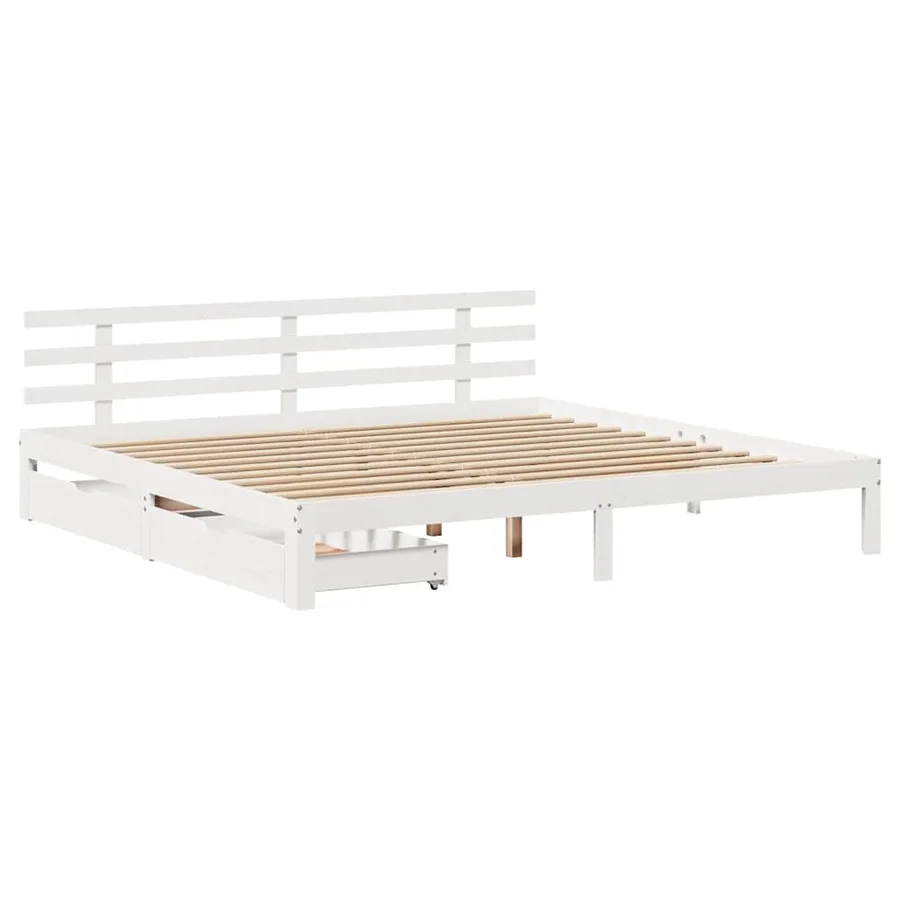 Cadre de lit avec tiroirs sans matelas blanc 180x200 cm - 3