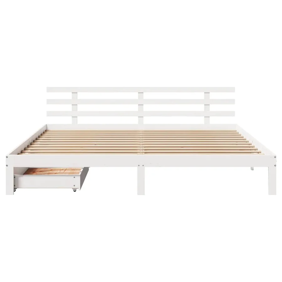 Cadre de lit avec tiroirs sans matelas blanc 180x200 cm - 4