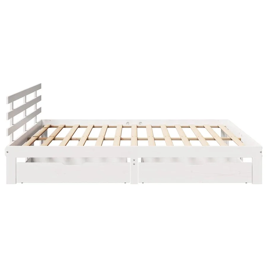 Cadre de lit avec tiroirs sans matelas blanc 180x200 cm - 5