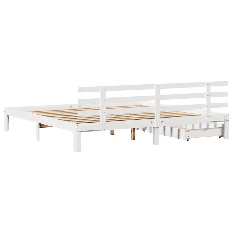 Cadre de lit avec tiroirs sans matelas blanc 180x200 cm - 6