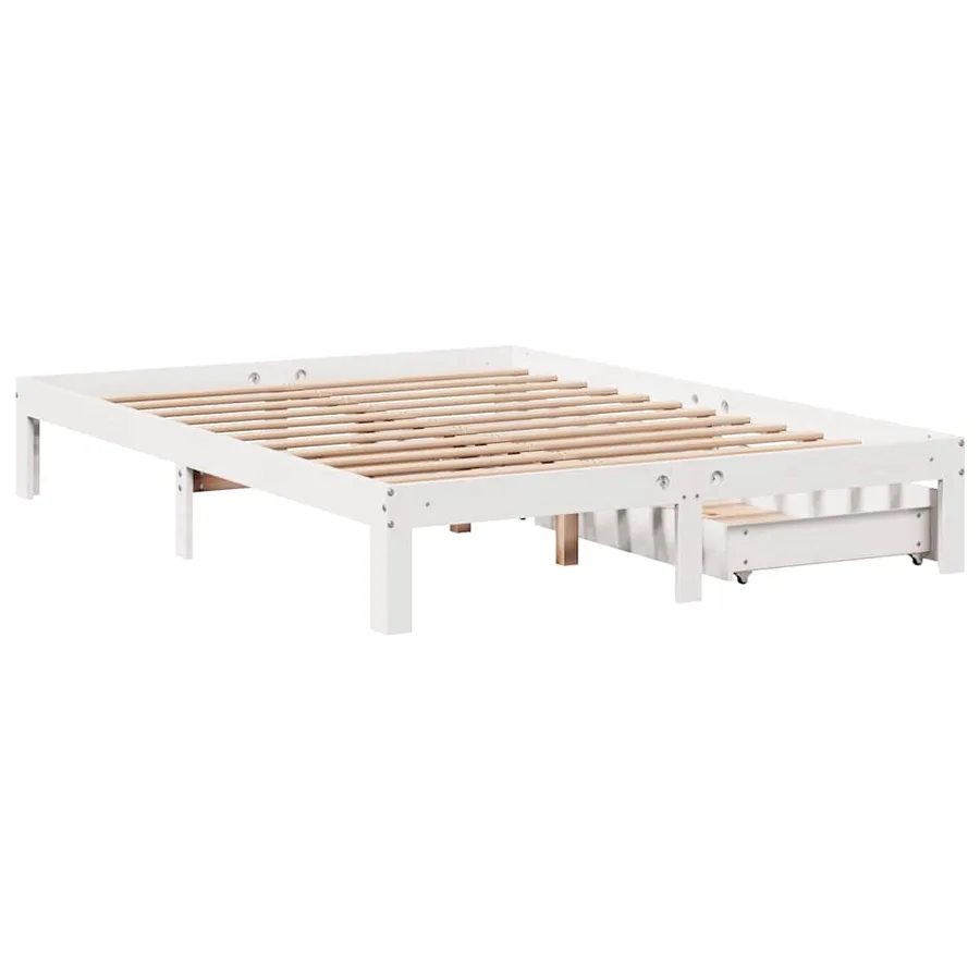 Cadre de lit avec tiroirs sans matelas blanc 120x200 cm - 8