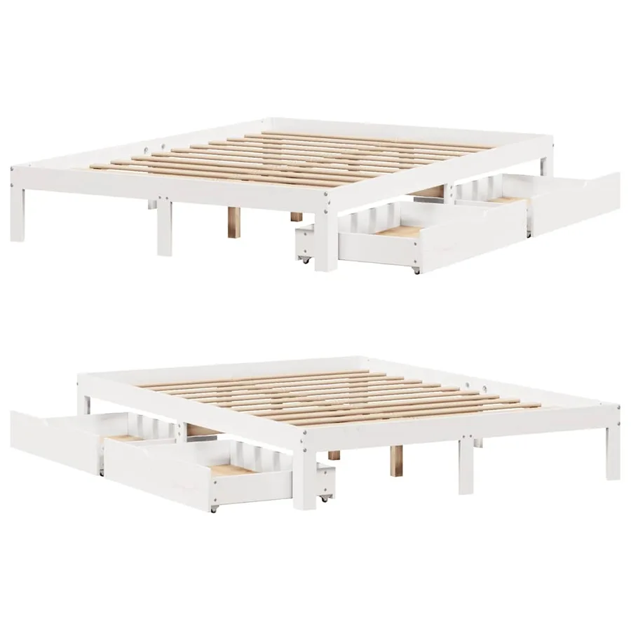Cadre de lit avec tiroirs sans matelas blanc 120x200 cm - 9