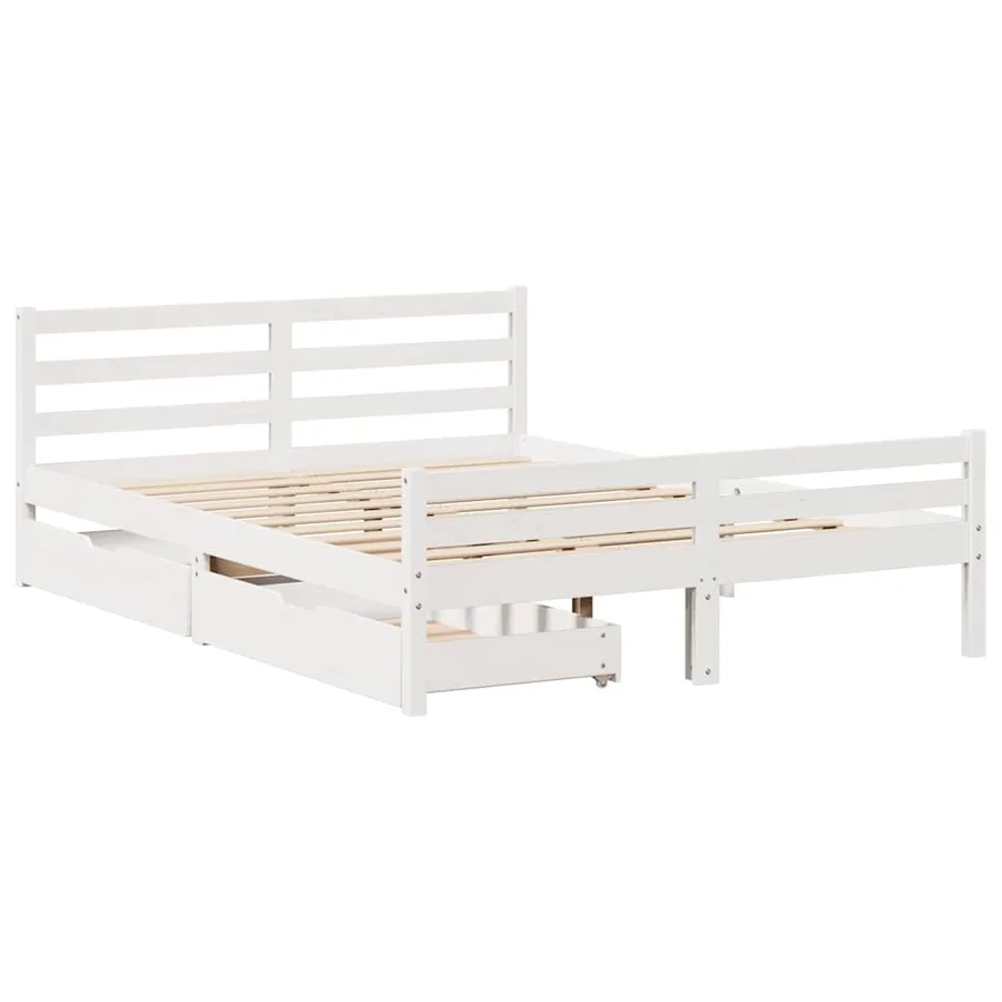 Cadre de lit sans matelas blanc 135x190 cm bois de pin massif - 3