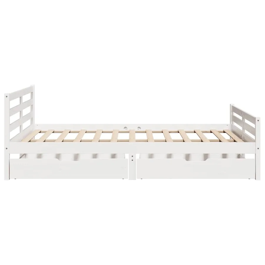 Cadre de lit sans matelas blanc 135x190 cm bois de pin massif - 5