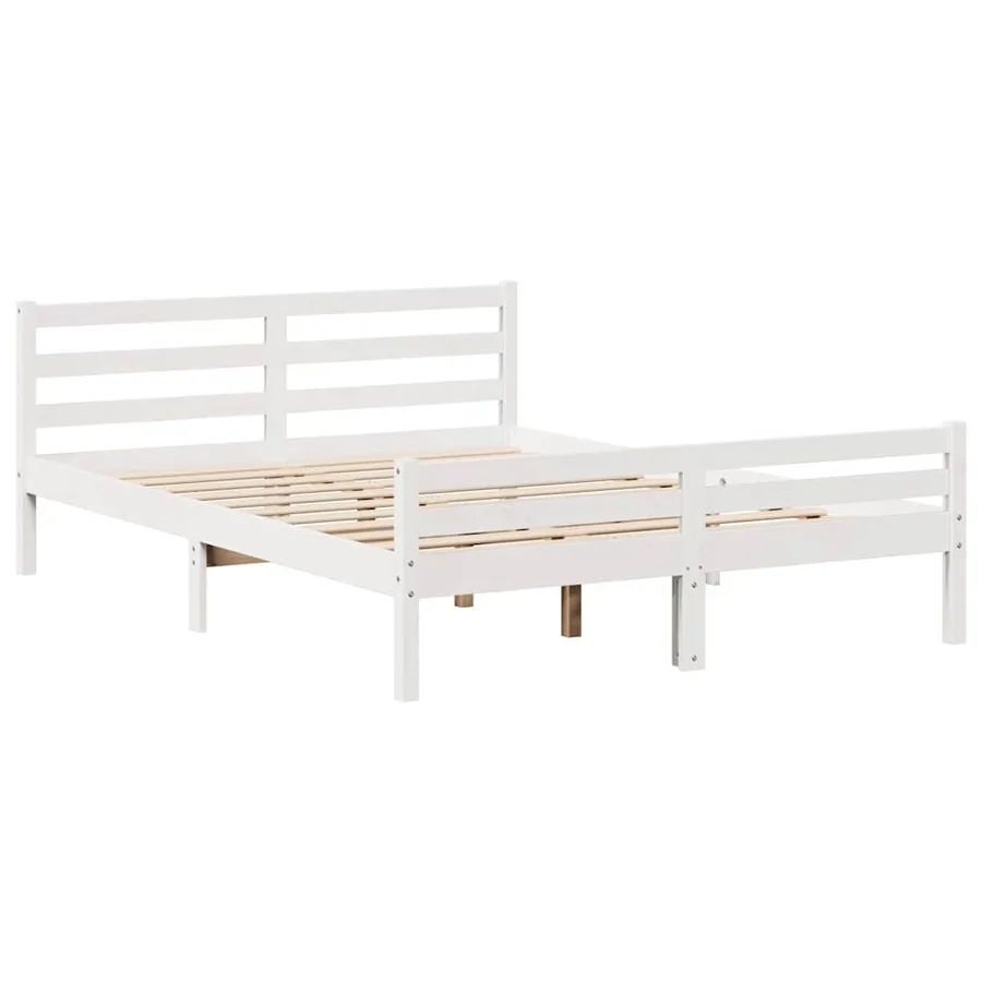 Cadre de lit sans matelas blanc 135x190 cm bois de pin massif - 7