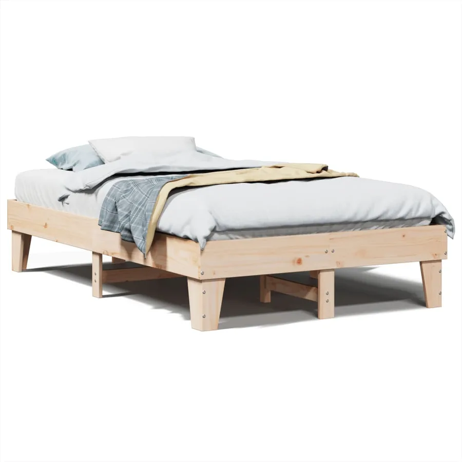 Cadre de lit sans matelas 135x190 cm bois de pin massif - 2