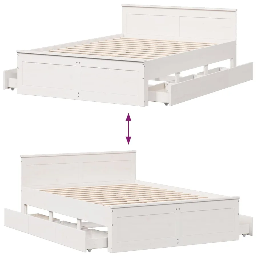 Cadre de lit sans matelas avec tête de lit blanc 140x200 cm pin - 10