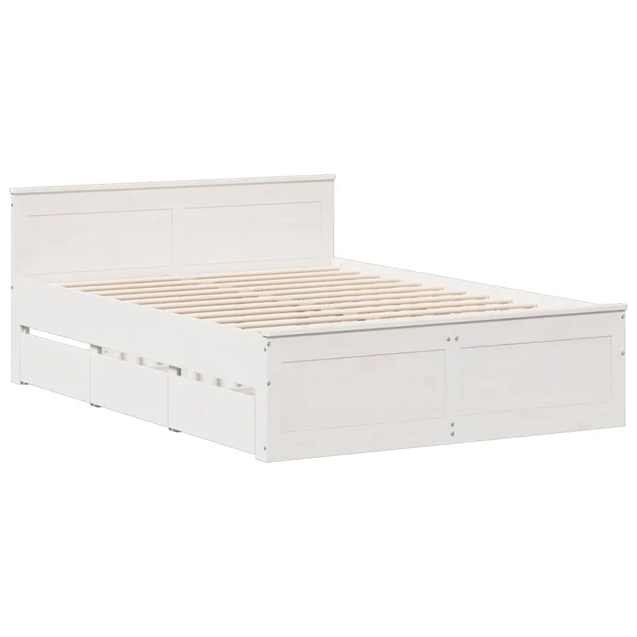 Cadre de lit sans matelas avec tête de lit blanc 140x200 cm pin - 3