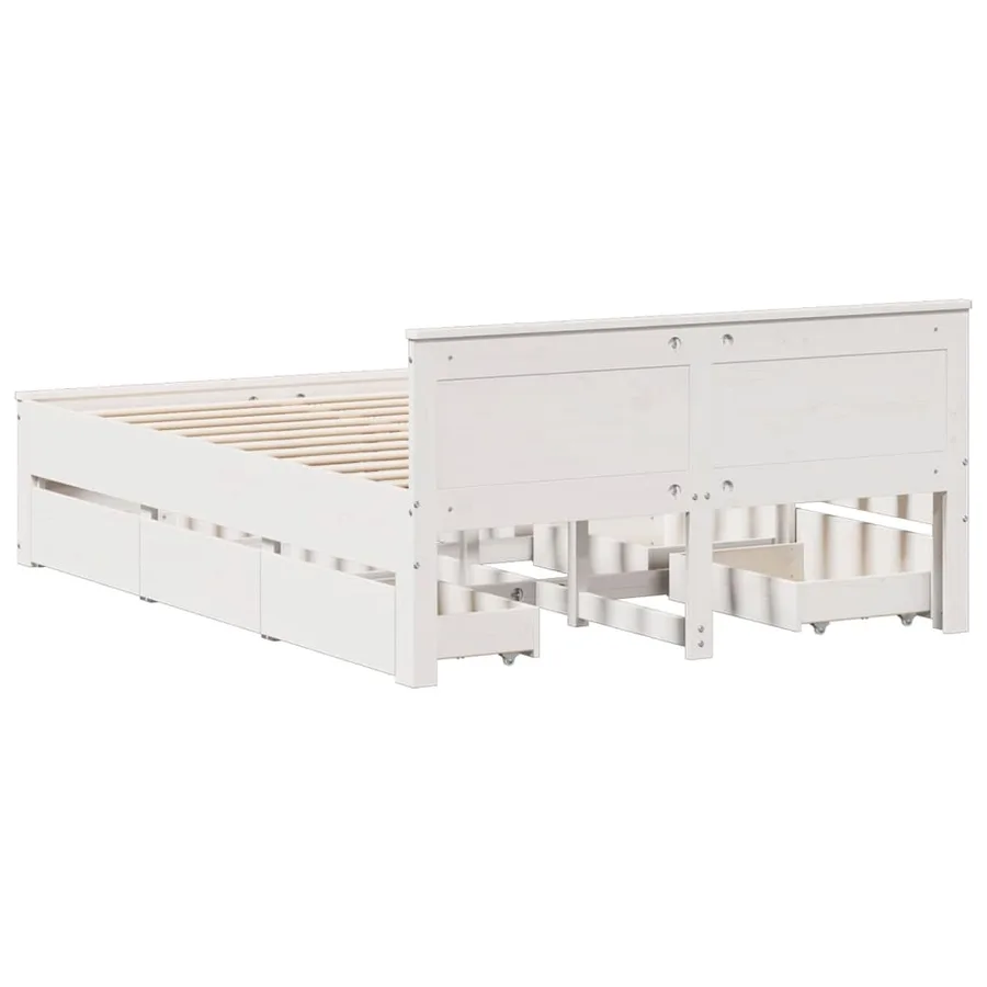 Cadre de lit sans matelas avec tête de lit blanc 140x200 cm pin - 6