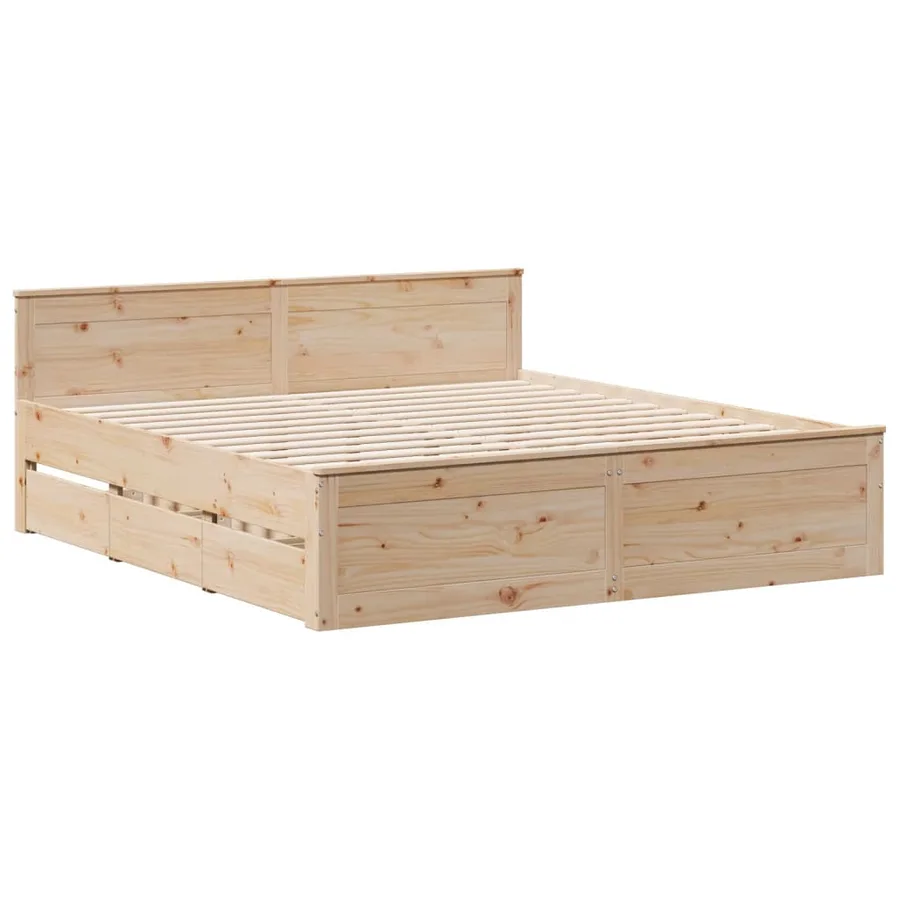 Cadre de lit sans matelas avec tête de lit 200x200 cm bois pin - 3