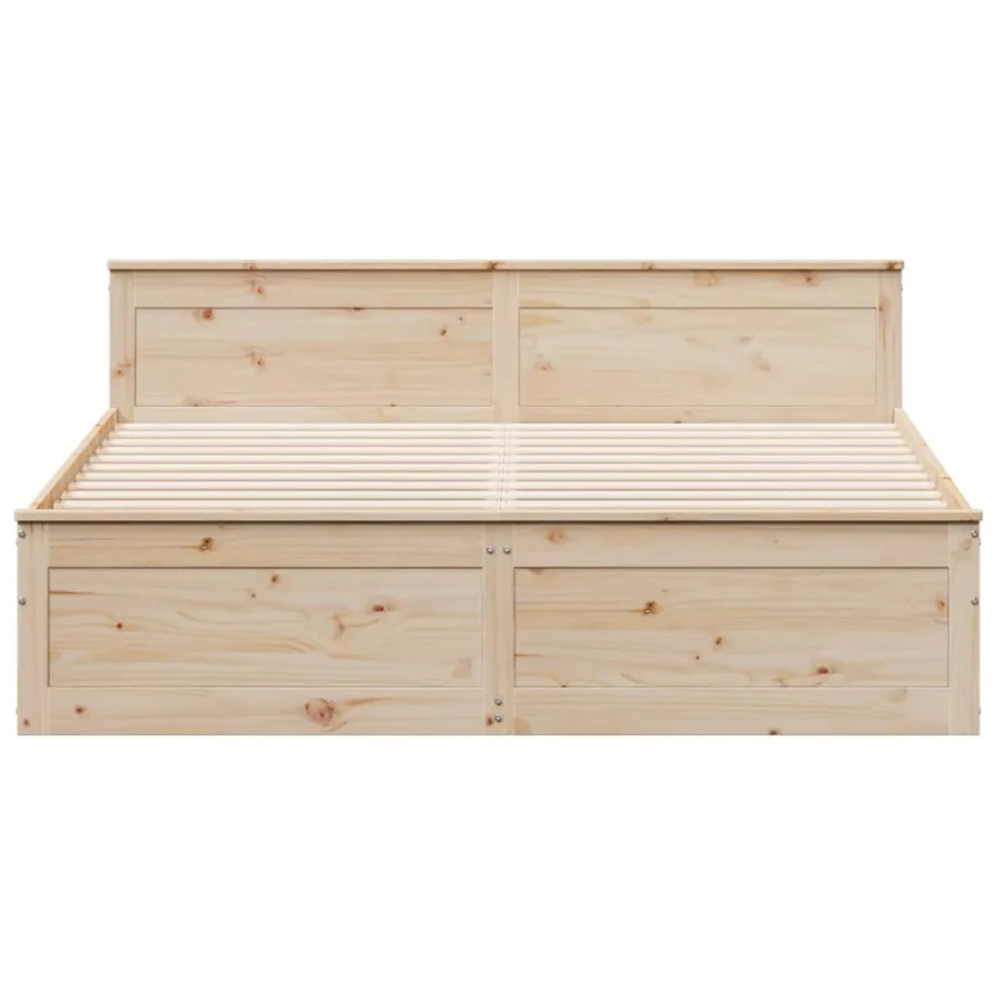 Cadre de lit sans matelas avec tête de lit 200x200 cm bois pin - 4