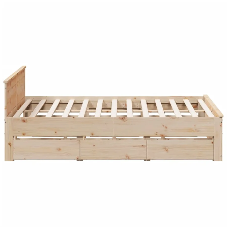 Cadre de lit sans matelas avec tête de lit 200x200 cm bois pin - 5