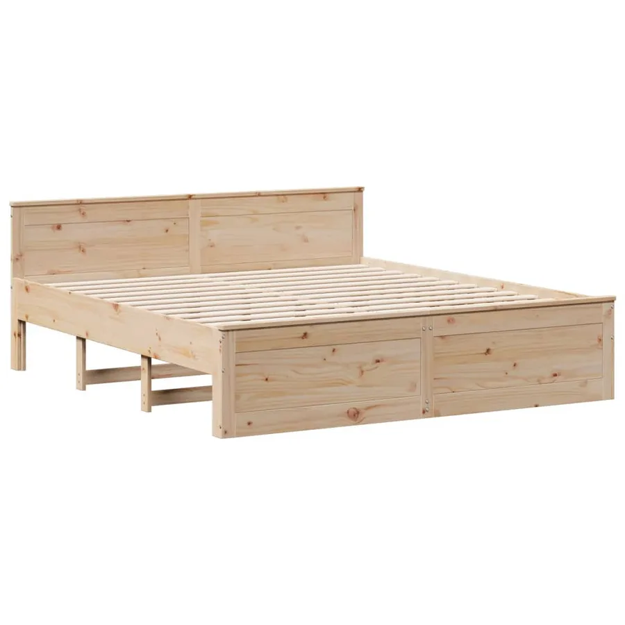 Cadre de lit sans matelas avec tête de lit 200x200 cm bois pin - 7
