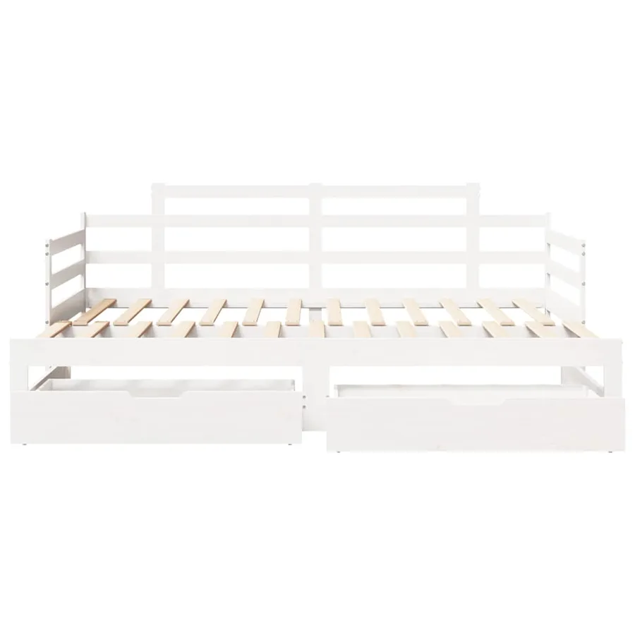 Lit de jour avec gigogne et tiroirs sans matelas blanc 80x200cm - 4