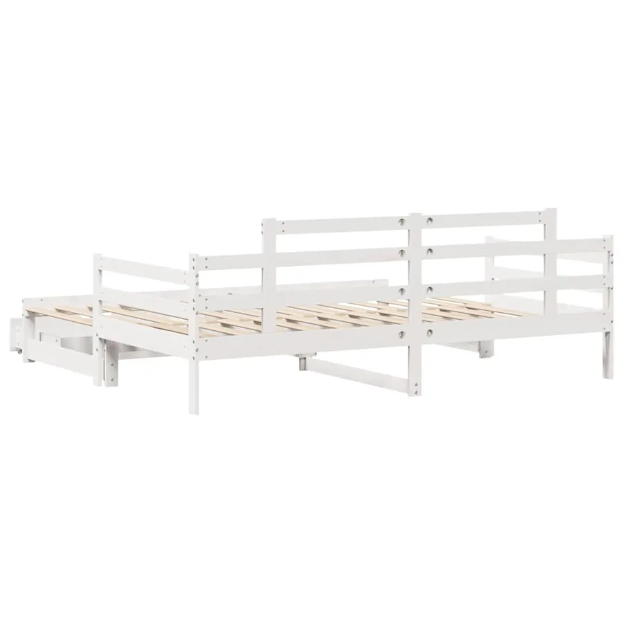 Lit de jour avec gigogne et tiroirs sans matelas blanc 80x200cm - 7