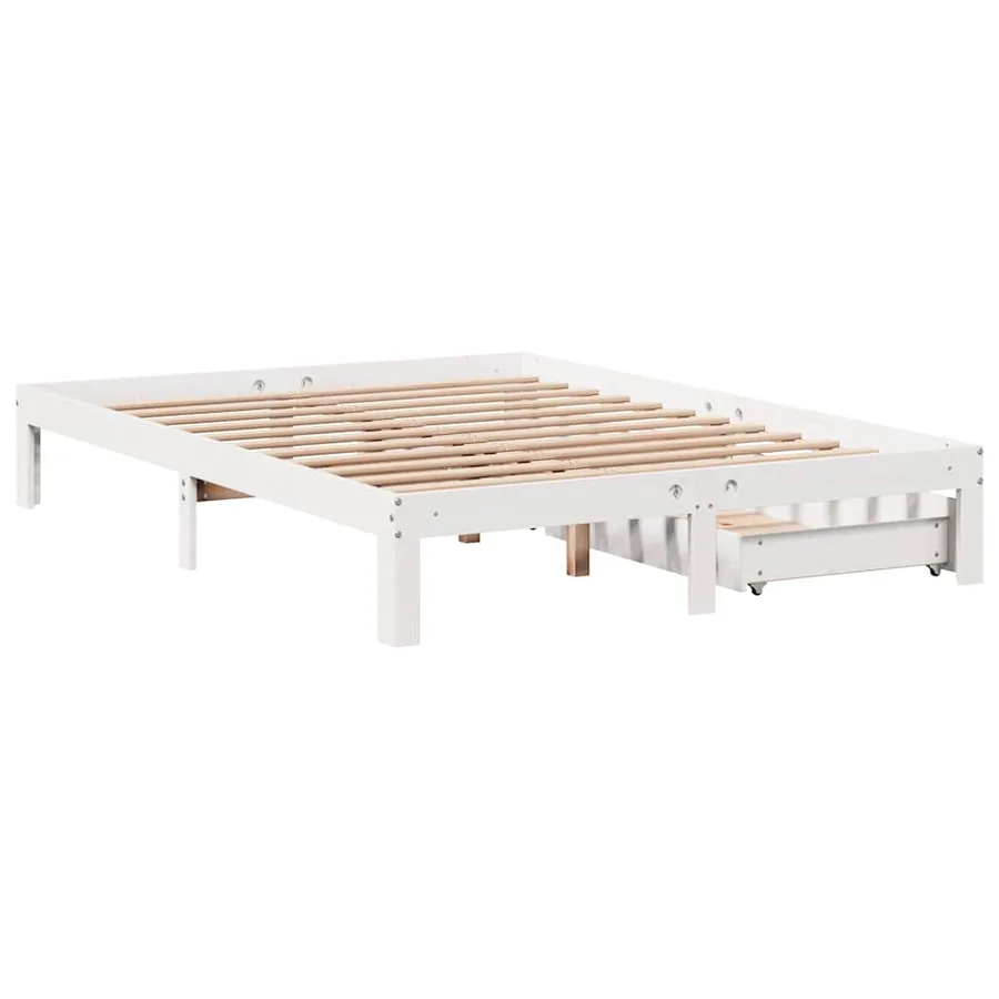 Cadre de lit avec tiroirs sans matelas blanc 135x190 cm - 8