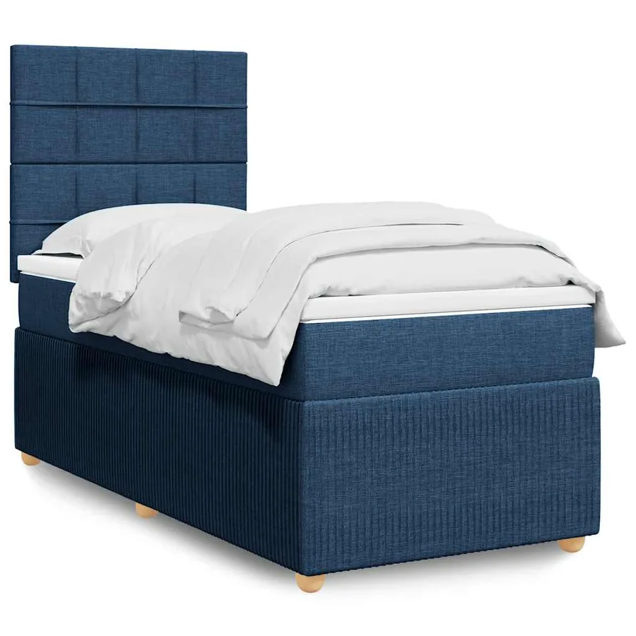 Sommier à lattes de lit avec matelas Bleu 80x200 cm Tissu