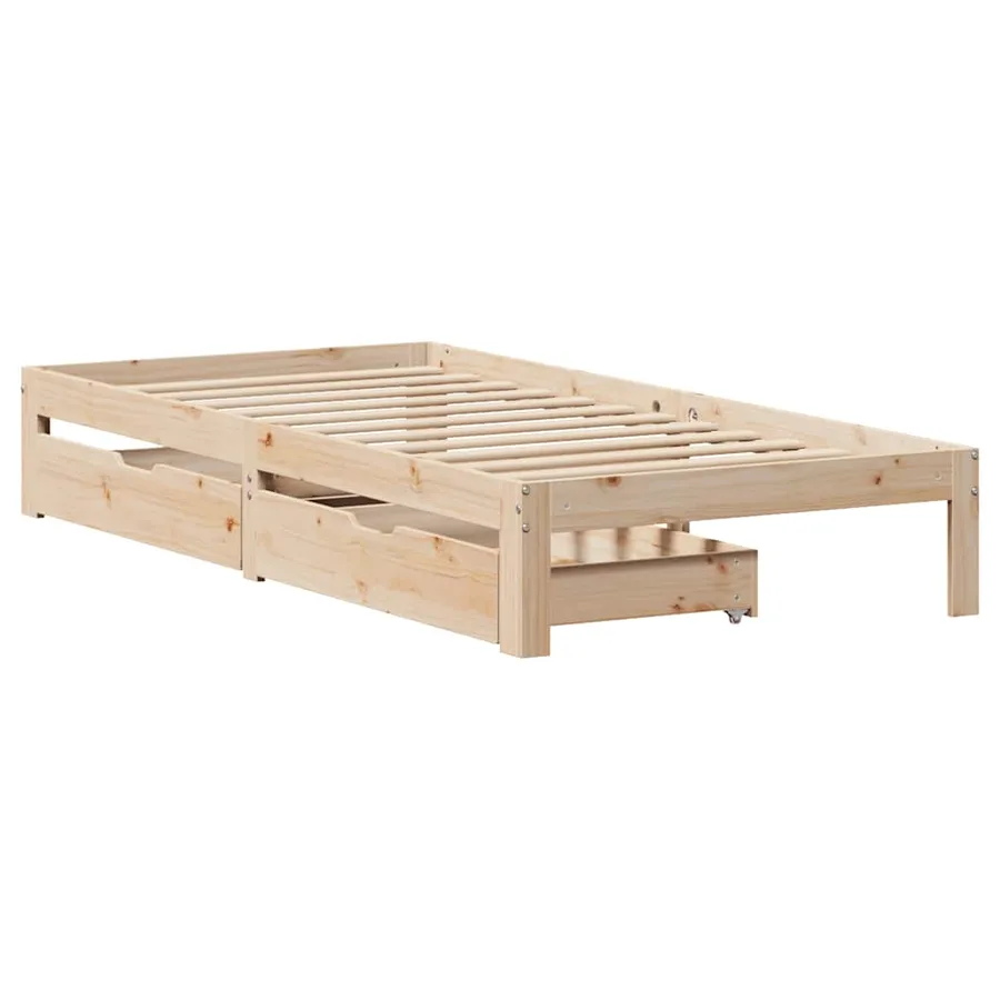Cadre de lit avec tiroirs sans matelas 75x190 cm - 3