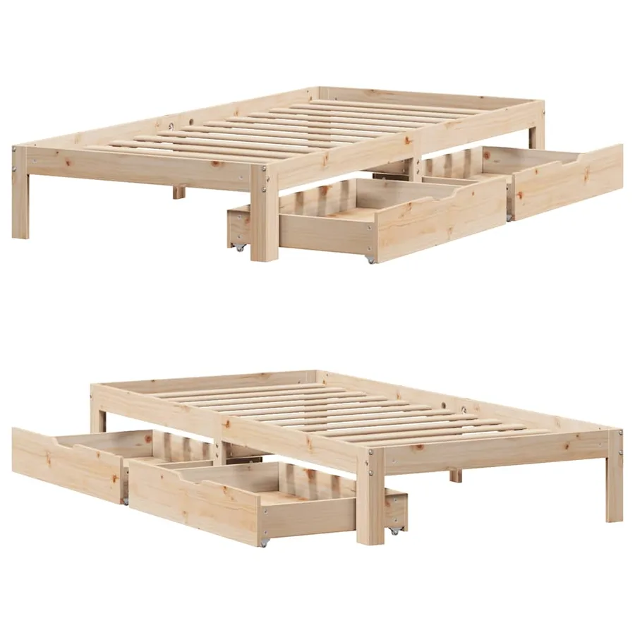 Cadre de lit avec tiroirs sans matelas 75x190 cm - 9