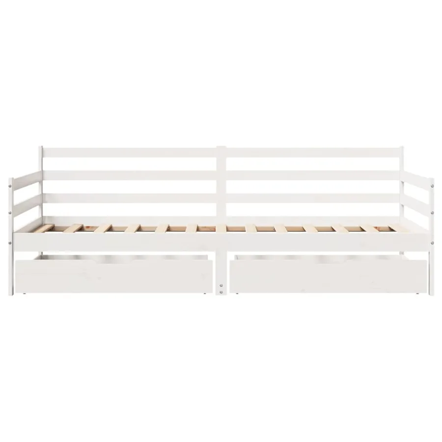 Lit de jour et tiroirs sans matelas blanc 90x200 cm bois massif - 4