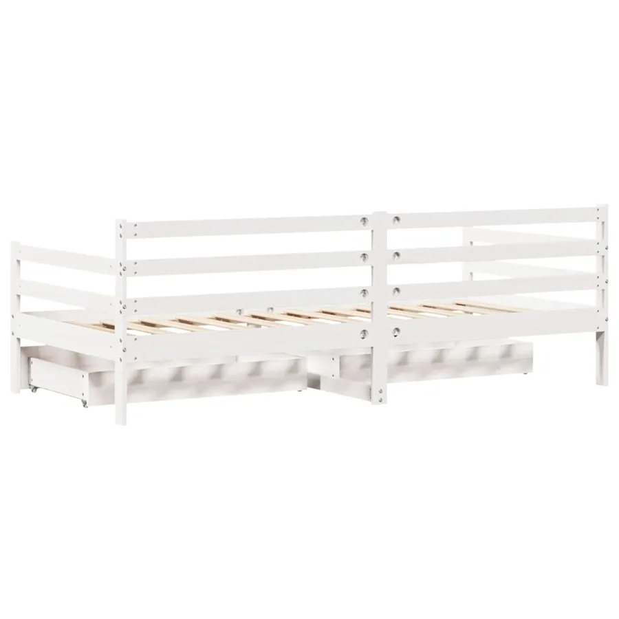 Lit de jour et tiroirs sans matelas blanc 90x200 cm bois massif - 8