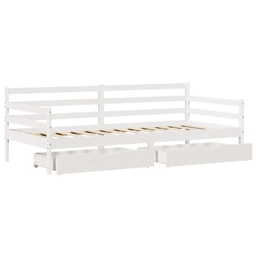 Lit de jour et tiroirs sans matelas blanc 90x200 cm bois massif - 9