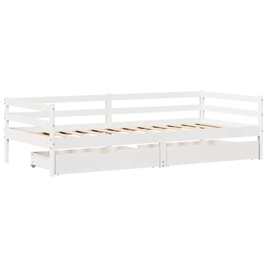 Lit de jour et tiroirs sans matelas blanc 90x200 cm bois massif - 3