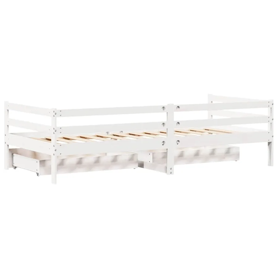 Lit de jour et tiroirs sans matelas blanc 90x200 cm bois massif - 8