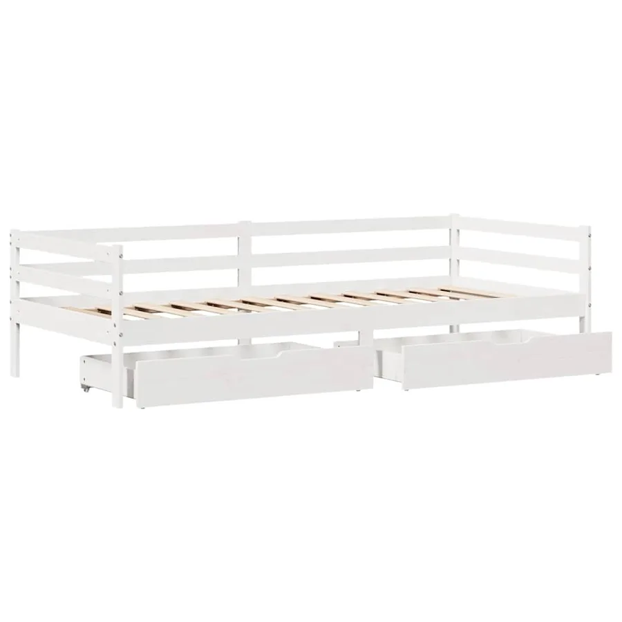 Lit de jour et tiroirs sans matelas blanc 90x200 cm bois massif - 9