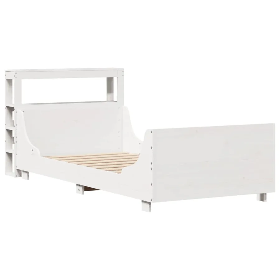 Cadre de lit sans matelas blanc 75x190 cm bois de pin massif - 3