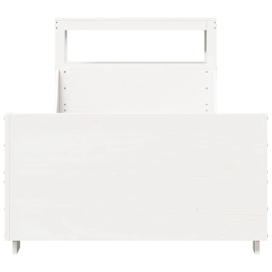 Cadre de lit sans matelas blanc 75x190 cm bois de pin massif - 4