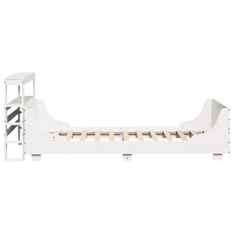 Cadre de lit sans matelas blanc 75x190 cm bois de pin massif - 7
