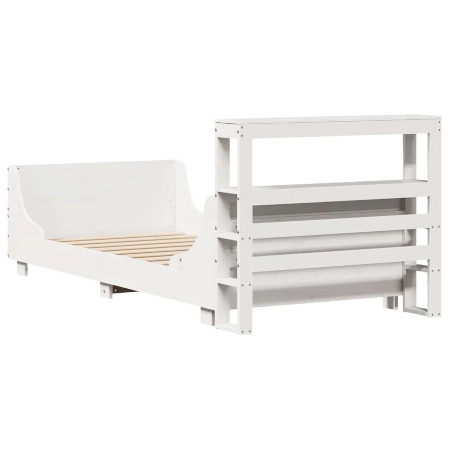 Cadre de lit sans matelas blanc 75x190 cm bois de pin massif - 8