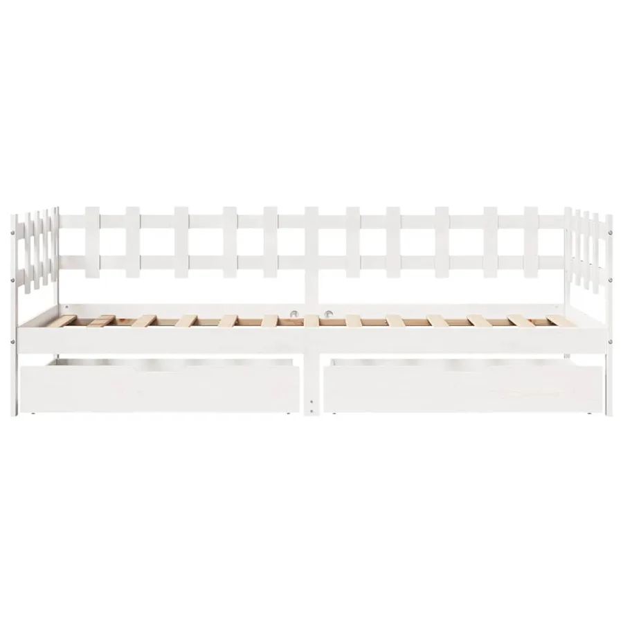 Lit de jour et tiroirs sans matelas blanc 80x200 cm bois massif - 4